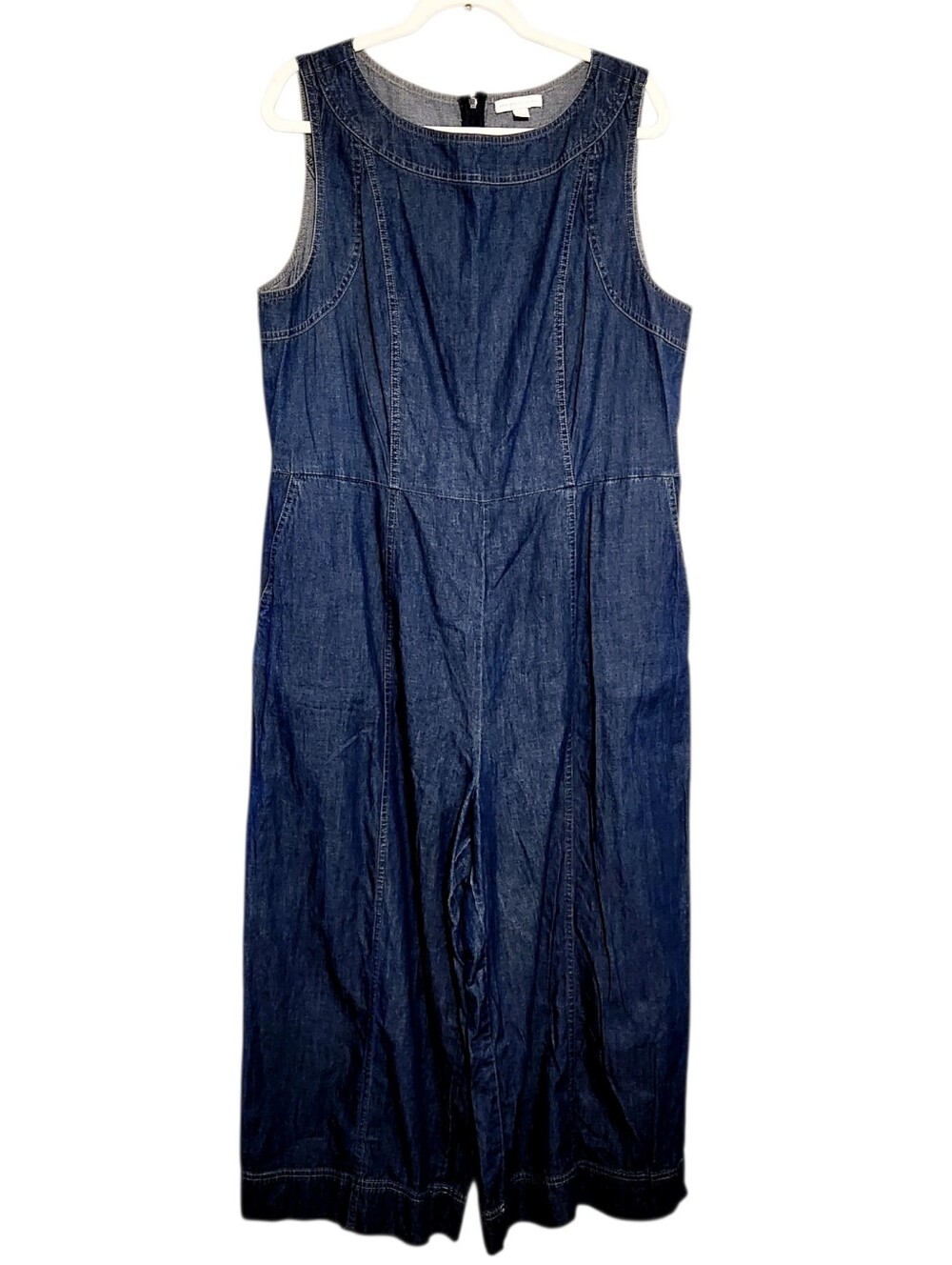 NY & Company | Women's Dark Denim Sleeveless Wide Leg Jumpsuit (Size 16)